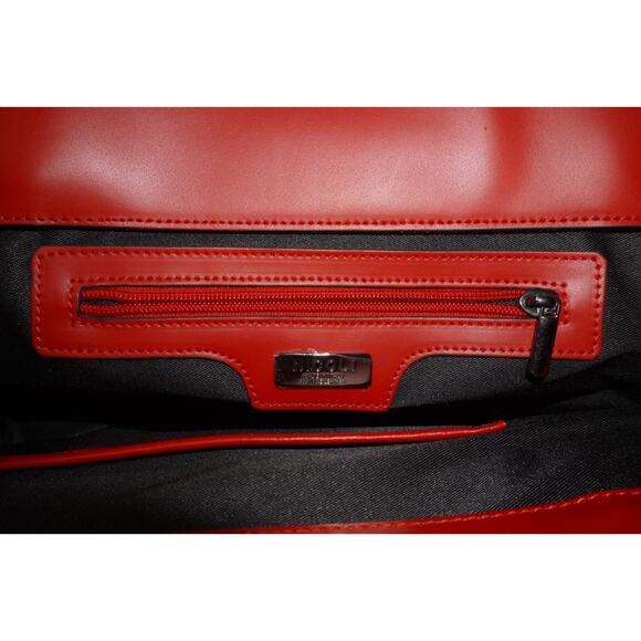 Nicoli Made in Italy Red Genuine Leather Structured Satchel Top Handle Bag - Picture 3 of 10